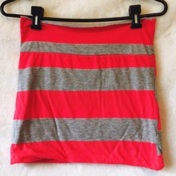 Yetts Los Angeles Neon Pink & Gray Striped Skirt - Picture 1 of 4